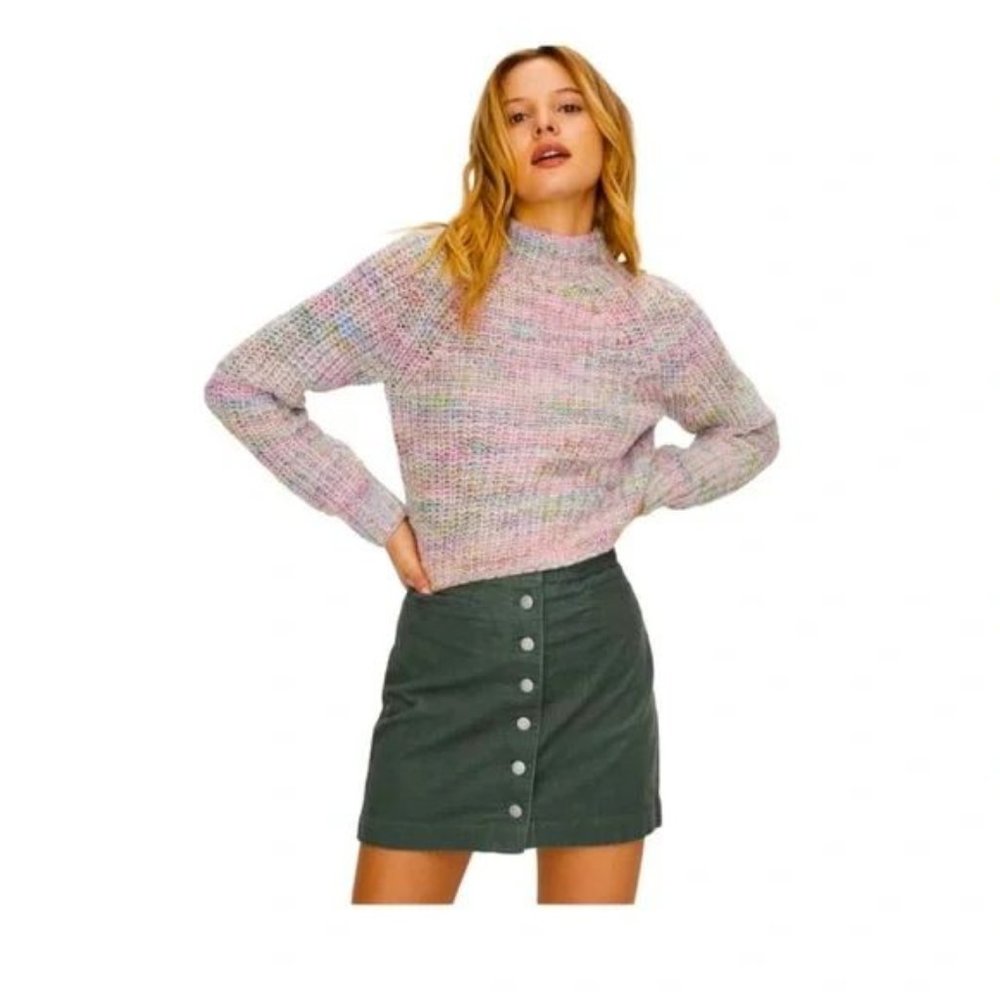 Aritzia Wilfred Free Retrograde Mockneck Pastel Rainbow Sweater Wool Blend XXS